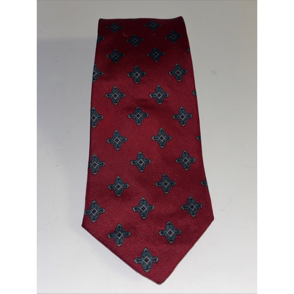 Vintage Bert Pulitzer Red Geometric Silk Tie Necktie